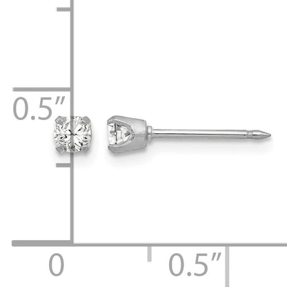 Inverness 18k White Gold 3mm CZ Post Piercing Earrings