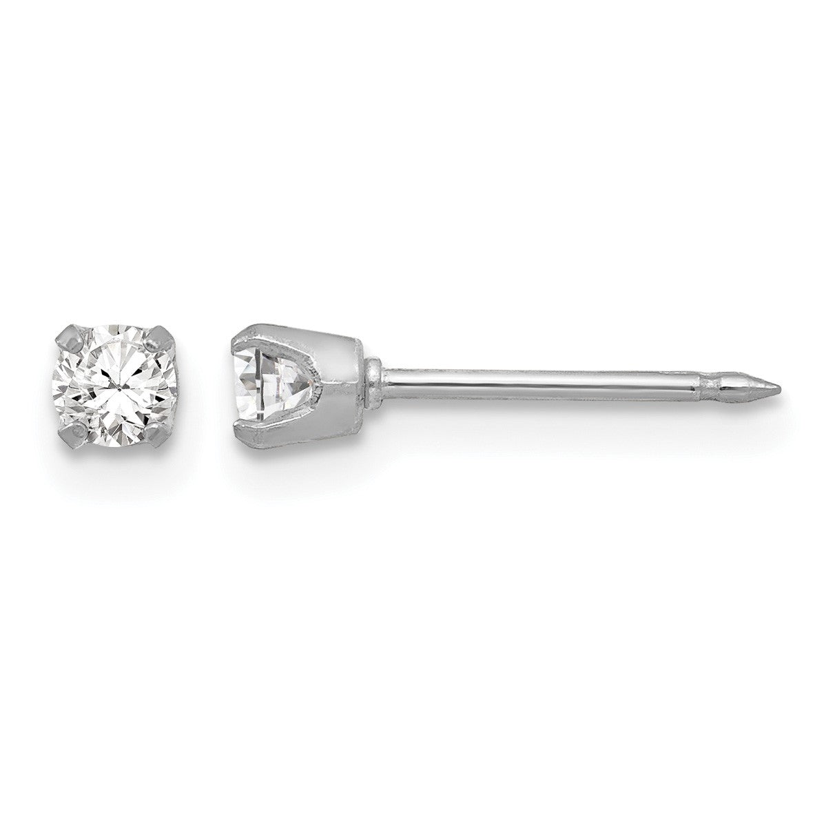 Inverness 18k White Gold 3mm CZ Post Piercing Earrings