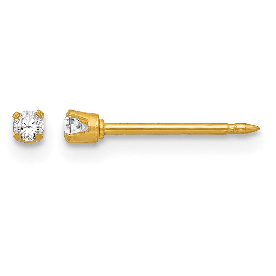 Inverness 18k 2mm CZ Post Piercing Earrings