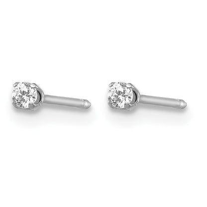 Inverness 18k White Gold 2mm CZ Post Piercing Earrings