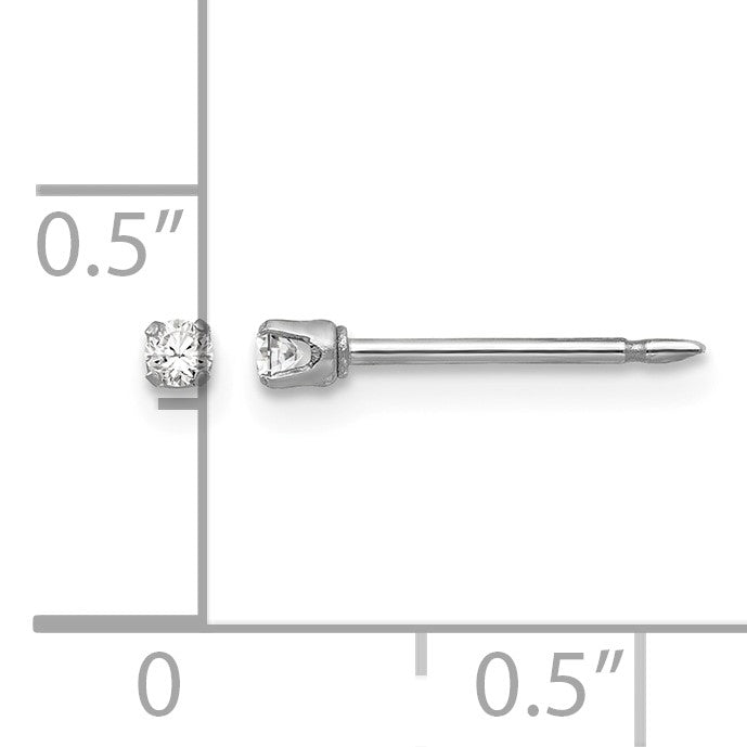 Inverness 18k White Gold 2mm CZ Post Piercing Earrings