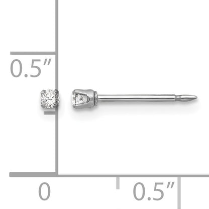 Inverness 18k White Gold 2mm CZ Post Piercing Earrings