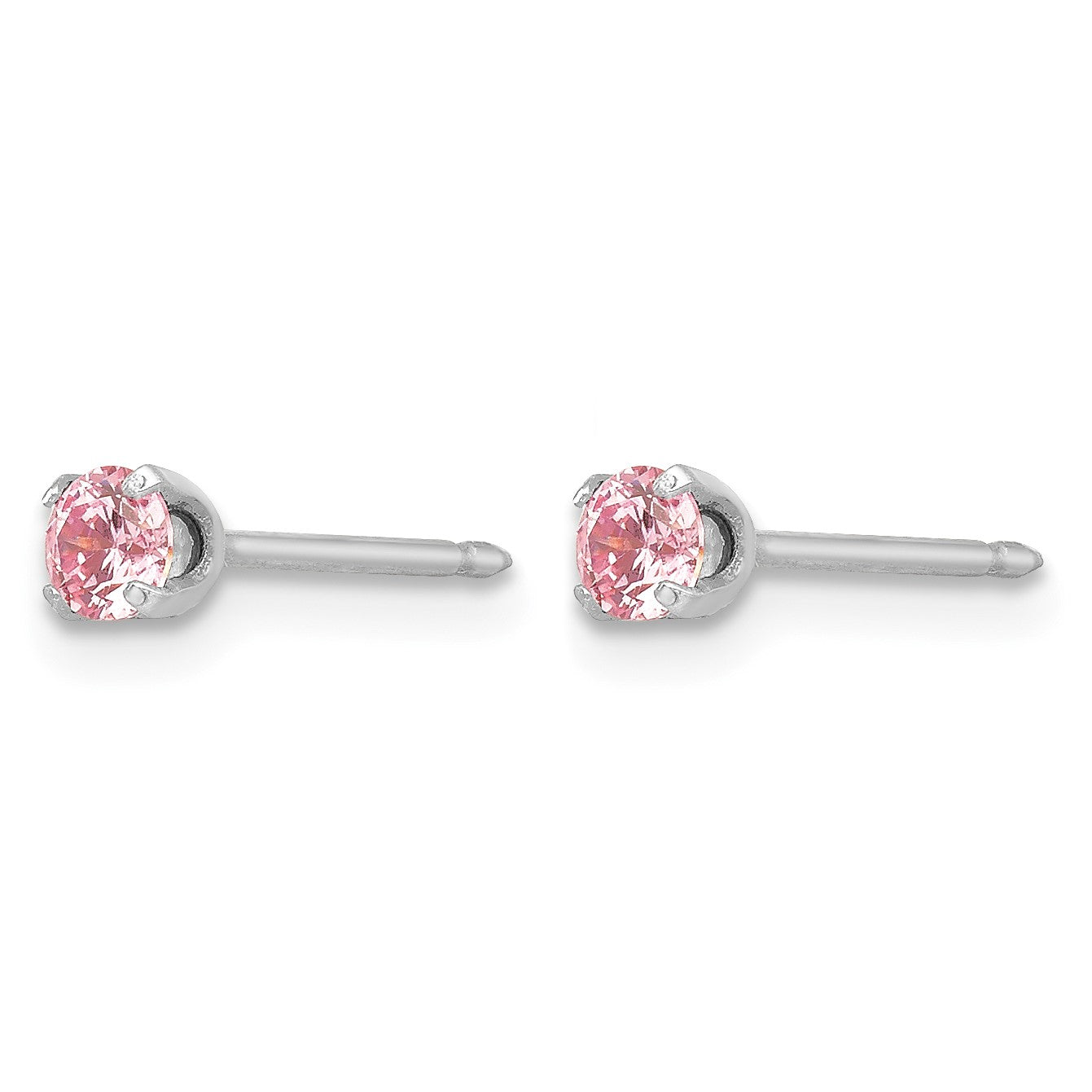 Inverness 14k White Gold 3mm Pink CZ Piercing Earrings