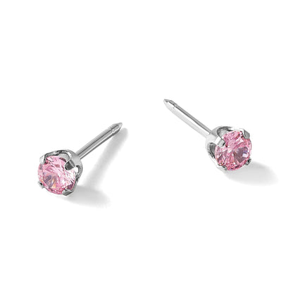 Inverness 14k White Gold 3mm Pink CZ Stud Short Post Piercing Earrings