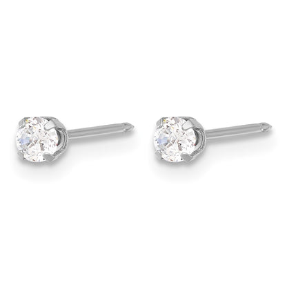 Inverness 14K White Gold 3mm CZ Long Post Piercing Earrings