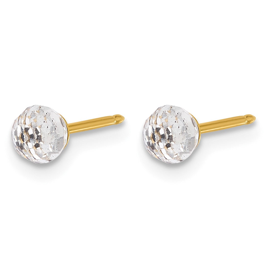 Inverness 14K Polished 4mm Crystal Faceted Ball Post Piercing Earrings