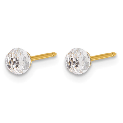 Inverness 14K Polished 4mm Crystal Faceted Ball Post Piercing Earrings