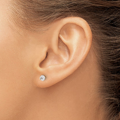 Inverness 14K Polished 4mm Crystal Faceted Ball Post Piercing Earrings