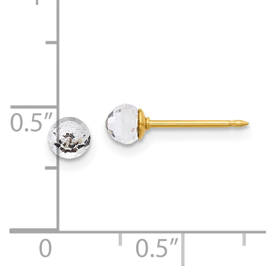 Inverness 14K Polished 4mm Crystal Faceted Ball Post Piercing Earrings