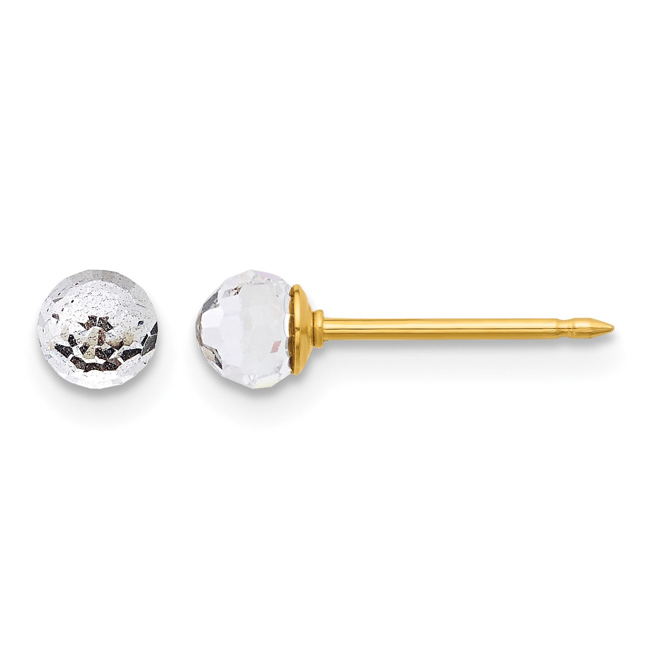 Inverness 14K Polished 4mm Crystal Faceted Ball Post Piercing Earrings