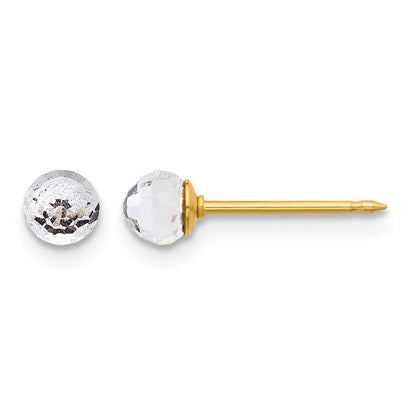 Inverness 14K Polished 4mm Crystal Faceted Ball Post Piercing Earrings