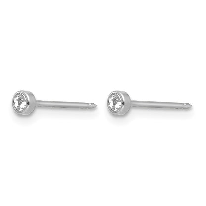 Inverness 14k White 3mm Crystal Bezel Piercing Earrings