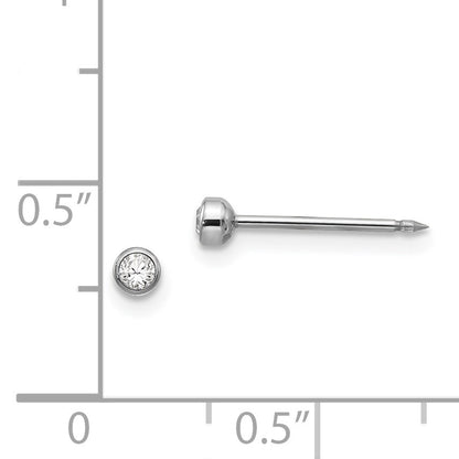 Inverness 14k White 3mm Crystal Bezel Piercing Earrings