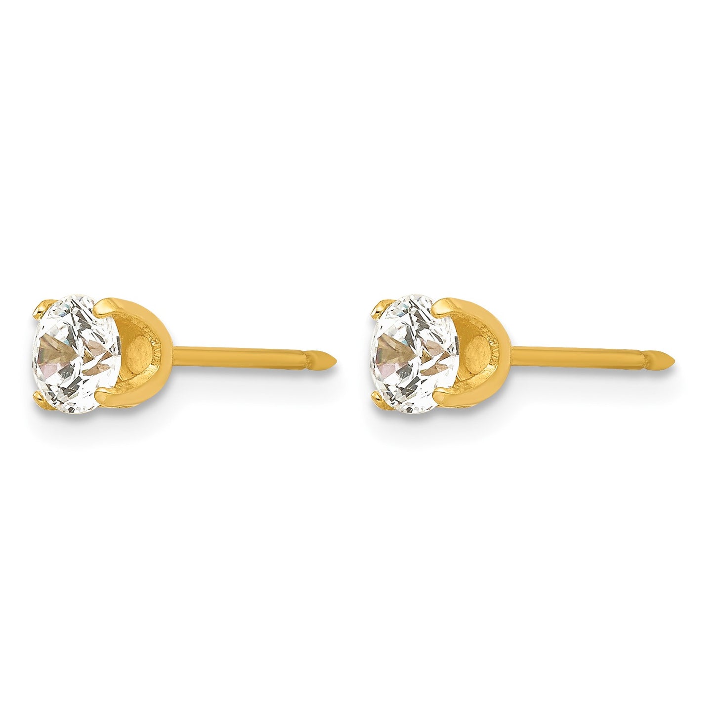 Inverness Stainless Steel 24K Gold-plated 5mm CZ Post Piercing Earrings