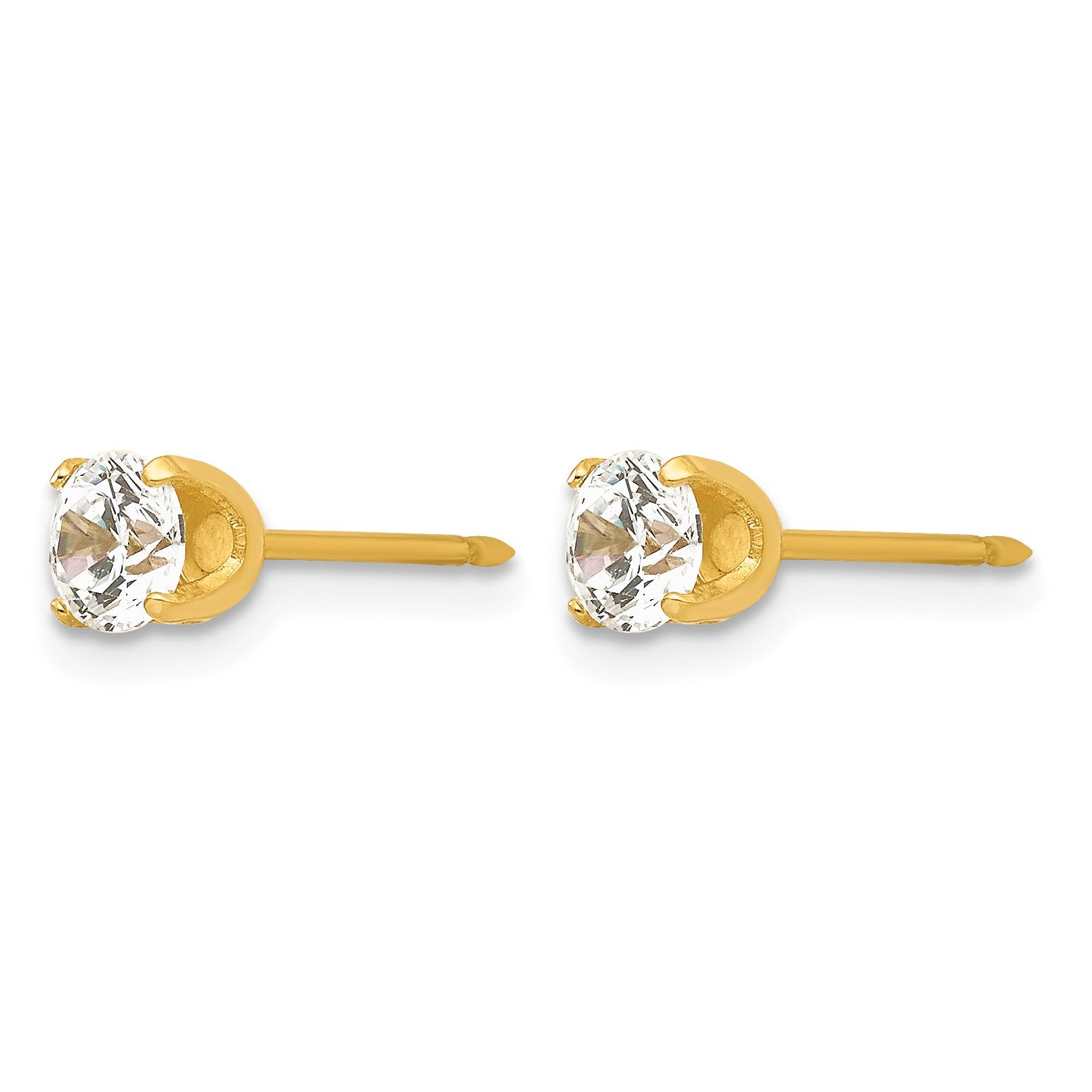 Inverness Stainless Steel 24K Gold-plated 5mm CZ Post Piercing Earrings