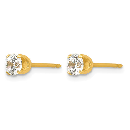 Inverness Stainless Steel 24K Gold-plated 5mm CZ Post Piercing Earrings