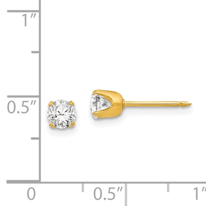 Inverness Stainless Steel 24K Gold-plated 5mm CZ Post Piercing Earrings