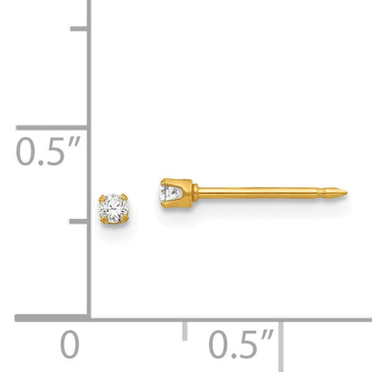 Inverness Stainless Steel 24K Gold-plated 2mm CZ Post Piercing Earrings