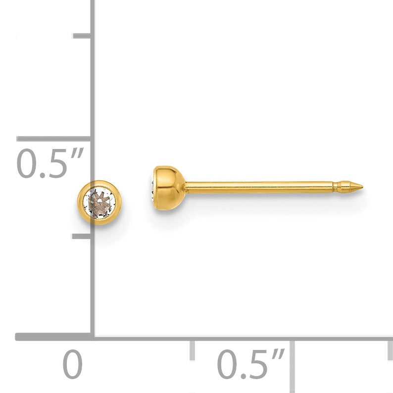 Inverness Stainless Steel 24K Gold-plated Crystal Bezel Post Piercing Earrings