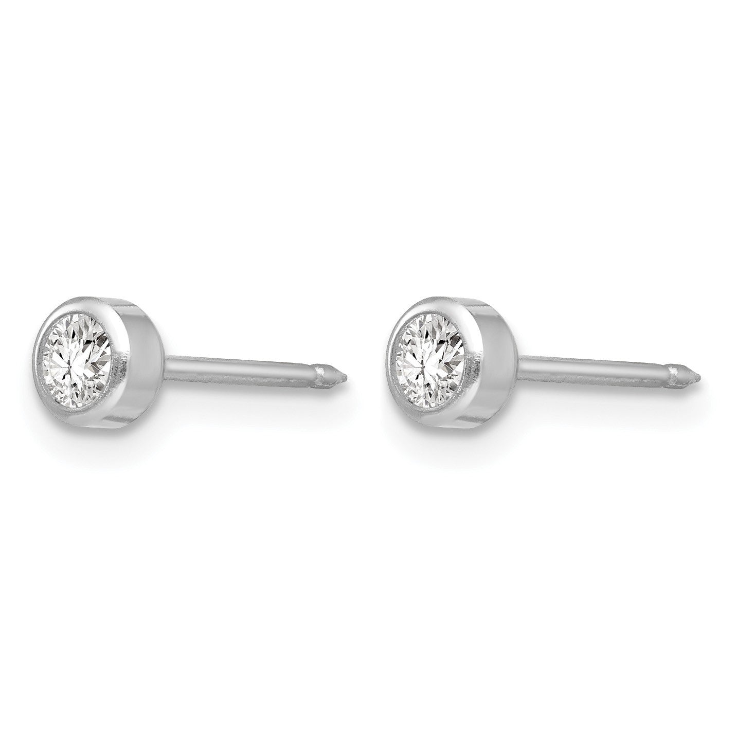 Inverness 14k White Gold 4mm April Crystal Bezel Piercing Earrings