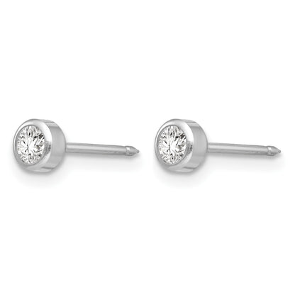 Inverness 14k White Gold 4mm April Crystal Bezel Piercing Earrings