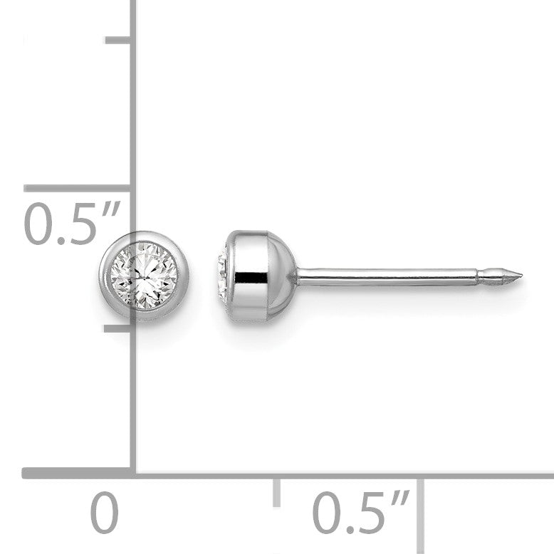 Inverness 14k White Gold 4mm April Crystal Bezel Piercing Earrings