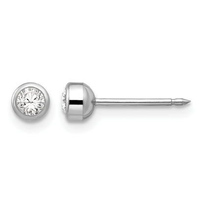Inverness 14k White Gold 4mm April Crystal Bezel Piercing Earrings