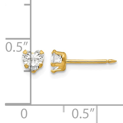 Inverness 14k 4mm Clear Heart CZ Post Piercing Earrings