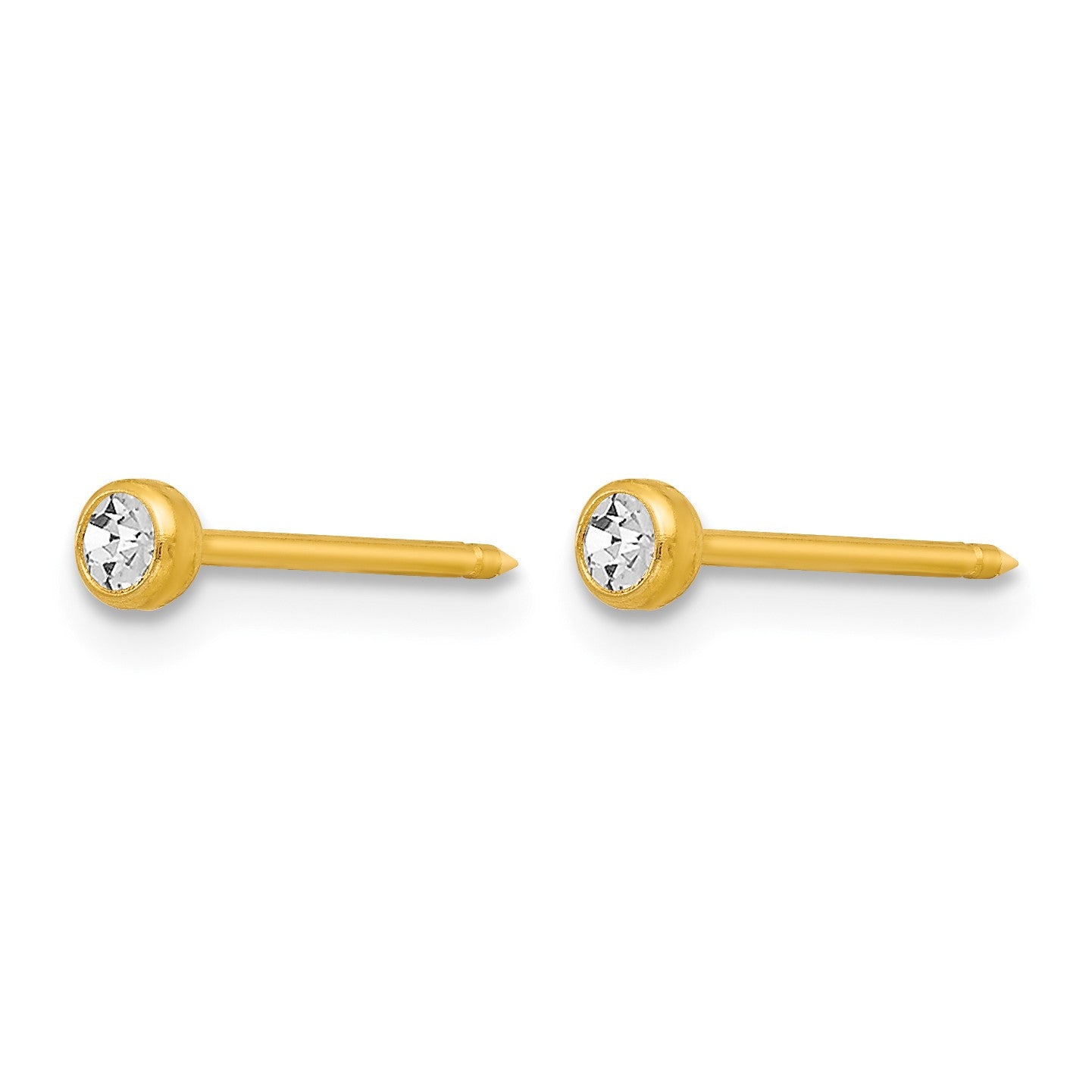 Inverness 14k 3mm Crystal Bezel Post Piercing Earrings