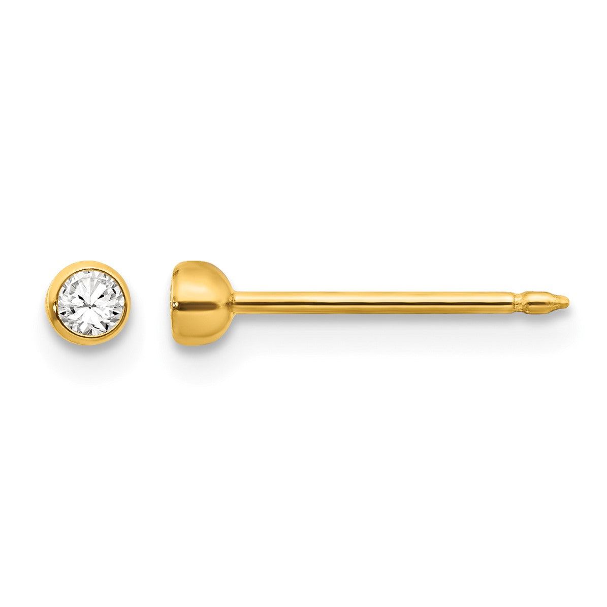 Inverness 14k 3mm Crystal Bezel Post Piercing Earrings