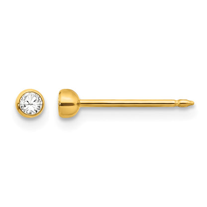 Inverness 14k 3mm Crystal Bezel Post Piercing Earrings