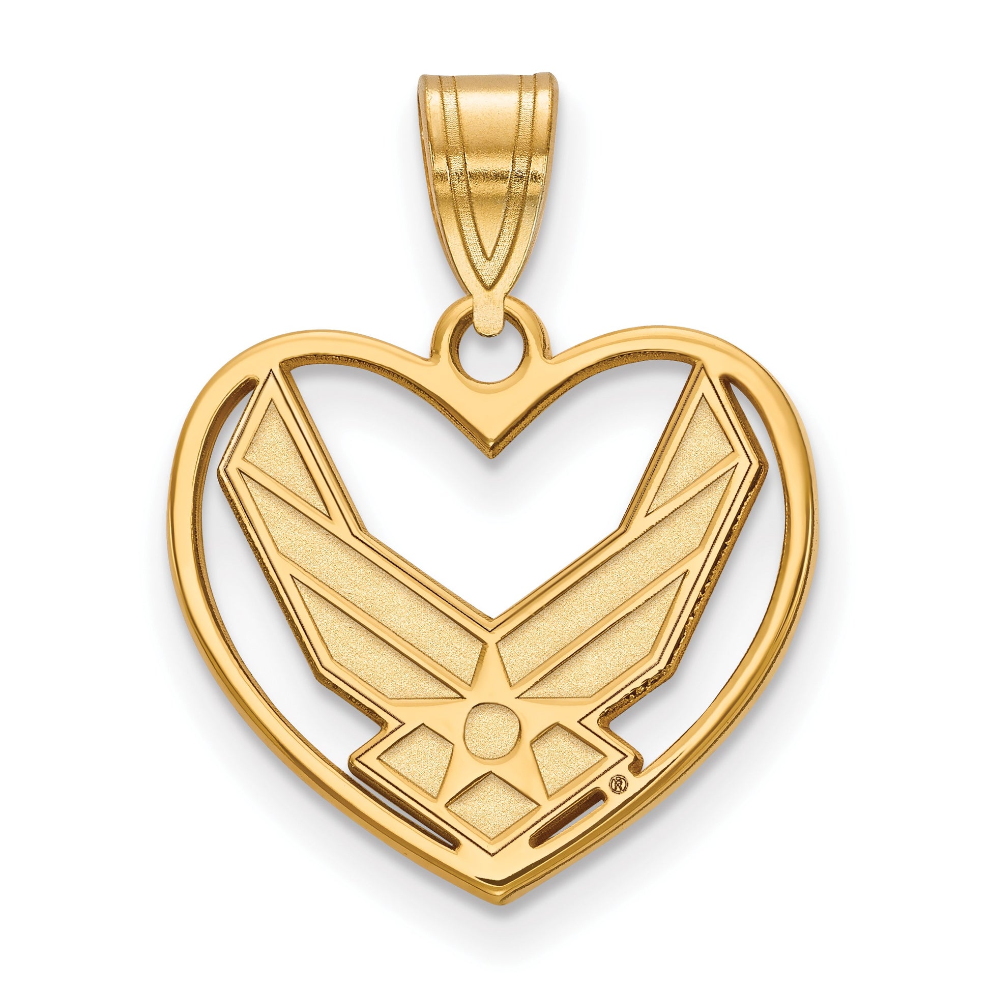 14k Gold LogoArt U.S. Air Force Heart Pendant
