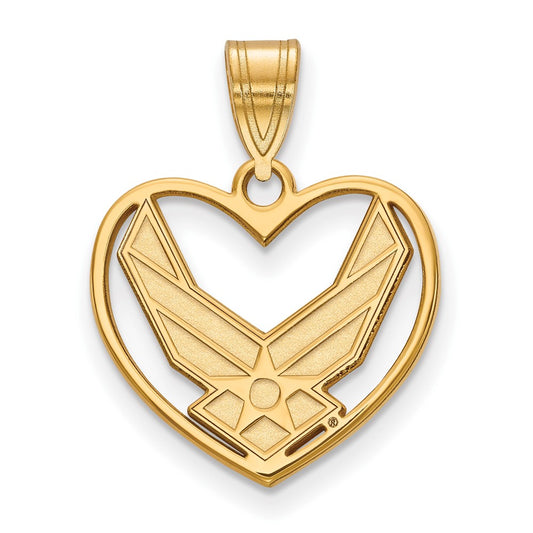 14k Gold LogoArt U.S. Air Force Heart Pendant