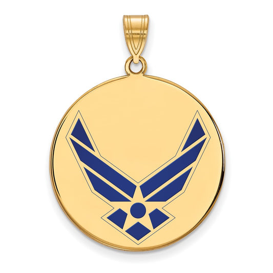 14k Gold LogoArt U.S. Air Force XL Enamel Disc Pendant