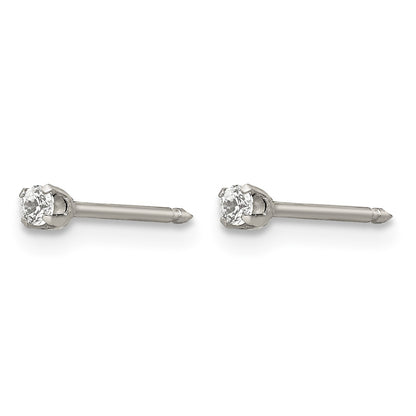 Inverness Stainless Steel Polished 2mm CZ Post Piercing Earrings