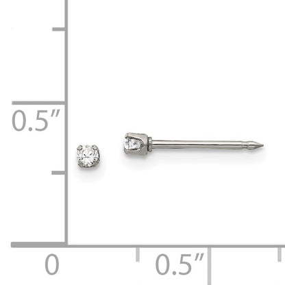 Inverness Stainless Steel Polished 2mm CZ Post Piercing Earrings