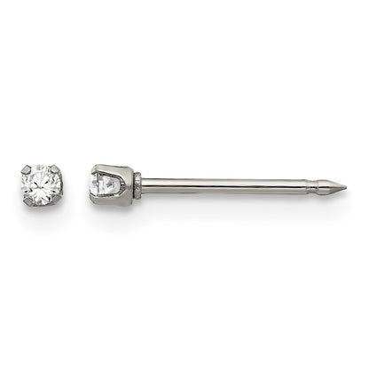 Inverness Stainless Steel Polished 2mm CZ Post Piercing Earrings