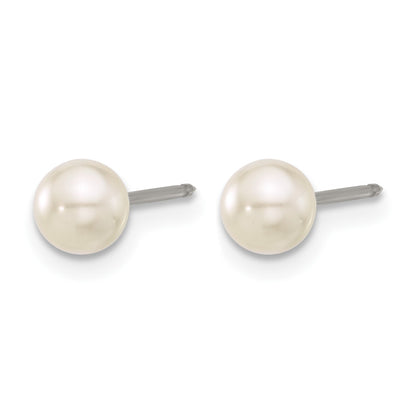 Inverness Titanium 5mm Glass Pearl Post Piercing Earrings