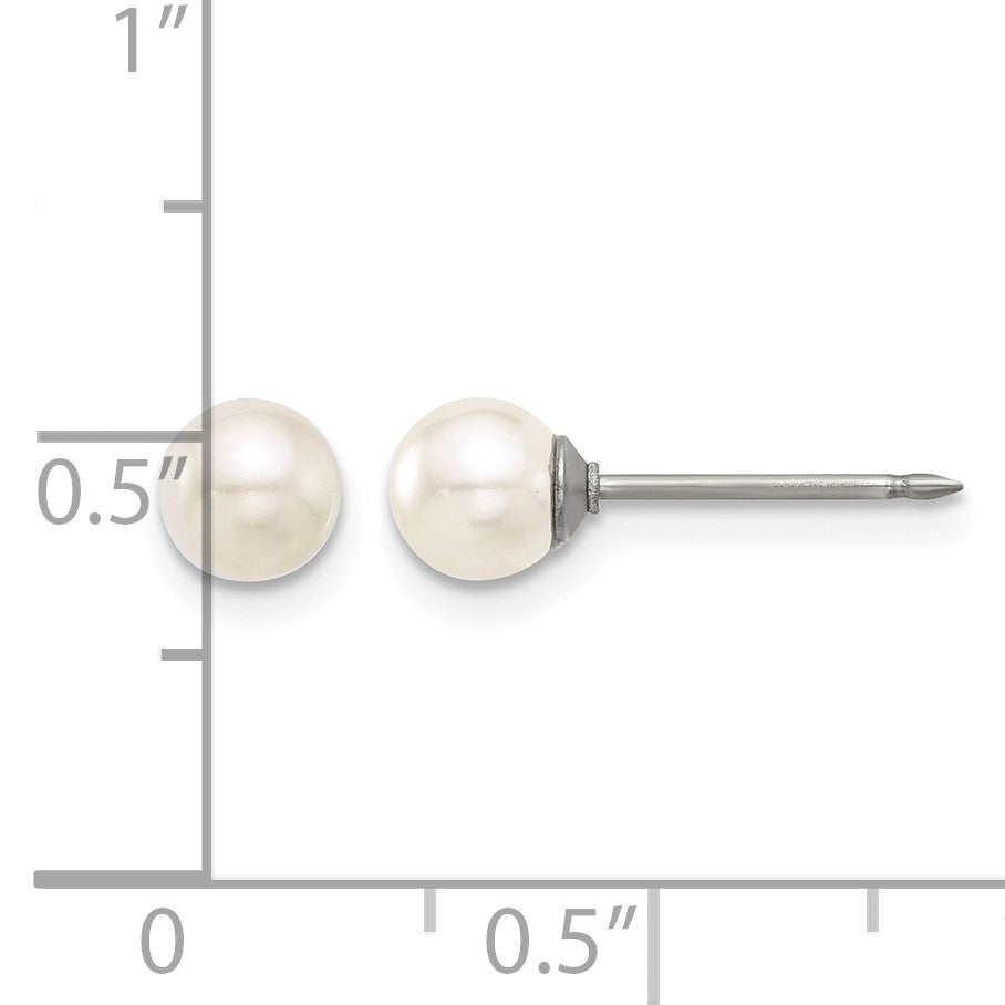 Inverness Titanium 5mm Glass Pearl Post Piercing Earrings