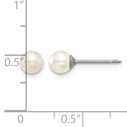 Inverness Titanium 5mm Glass Pearl Post Piercing Earrings