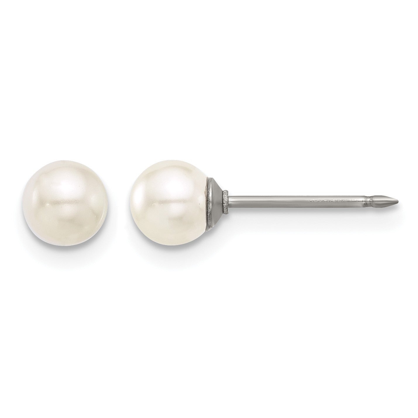 Inverness Titanium 5mm Glass Pearl Post Piercing Earrings