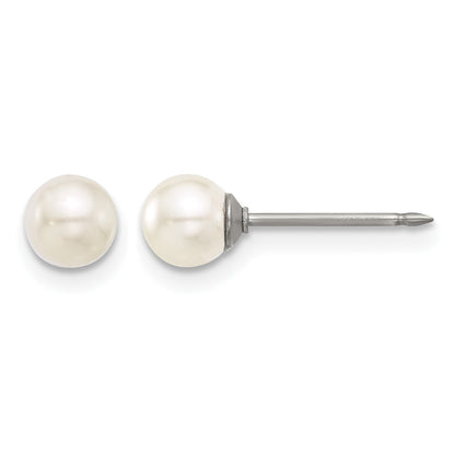 Inverness Titanium 5mm Glass Pearl Post Piercing Earrings