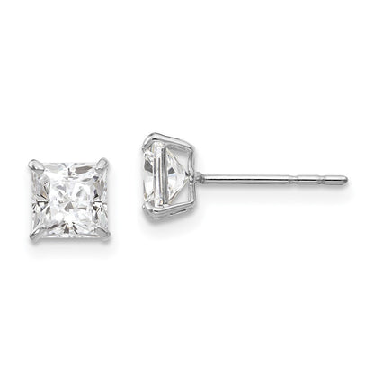14k White Gold Madi K 5mm Square CZ Post Earrings