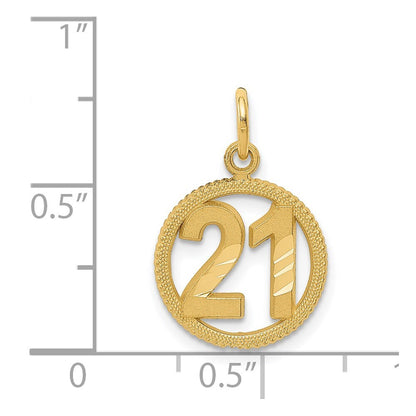 14k Yellow Gold #21 in A Circle Pendant for Women