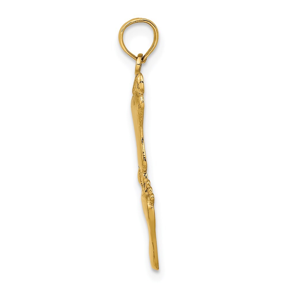 14k Yellow Gold Polished Double Vertical Feet Charm Pendant for Women