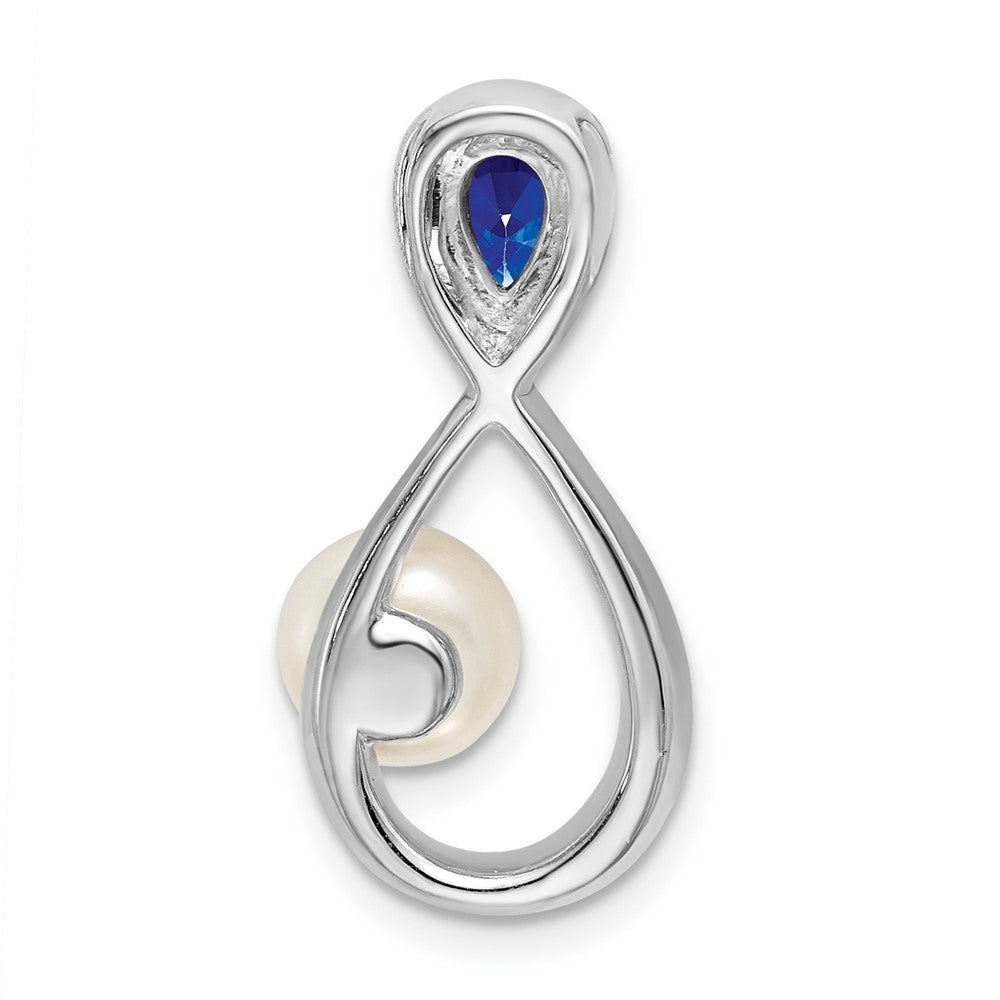 14k White Gold Sapphire FWC Pearl Diamond Infinity Chain Slide