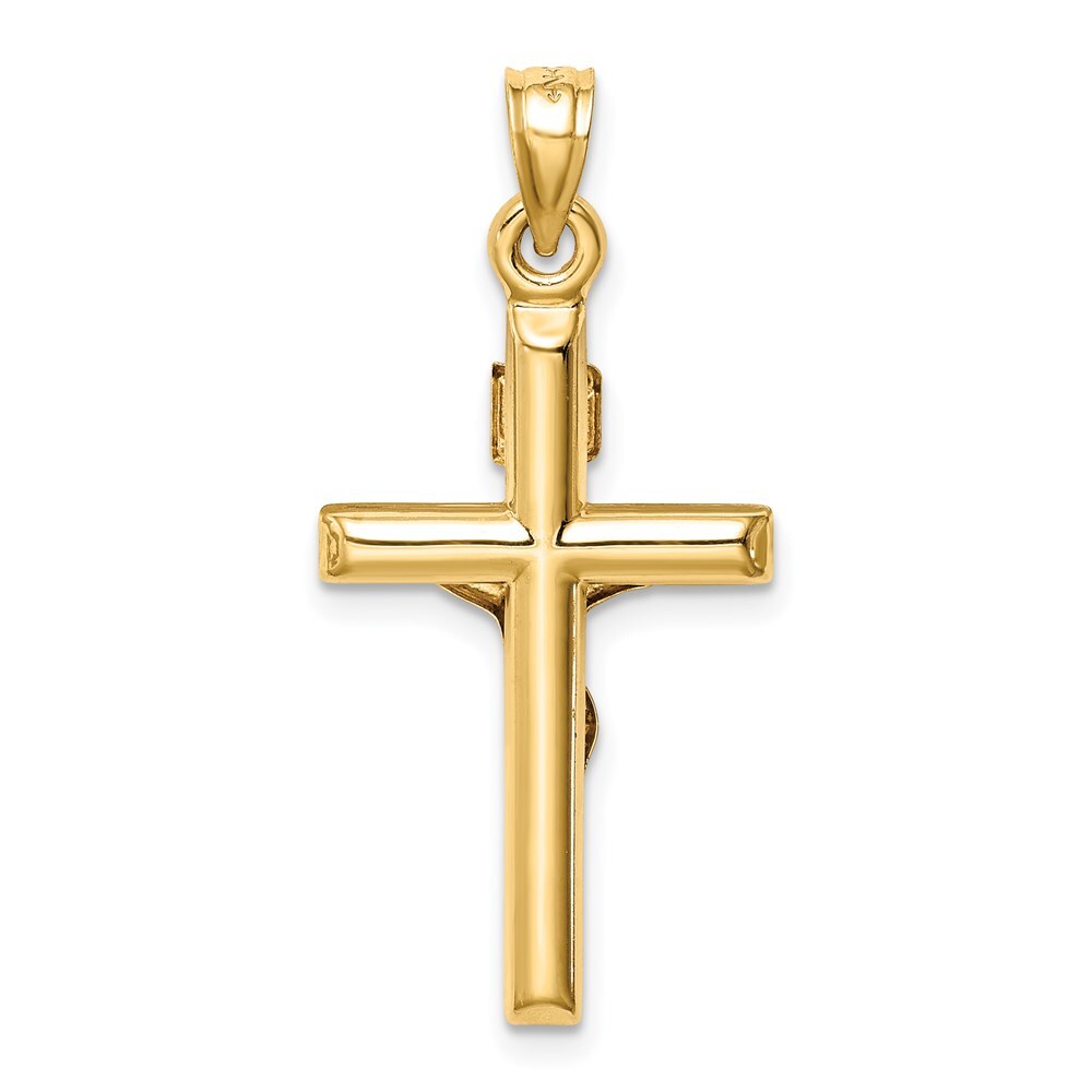 14k Two-tone Gold Hollow Crucifix Pendant for Women