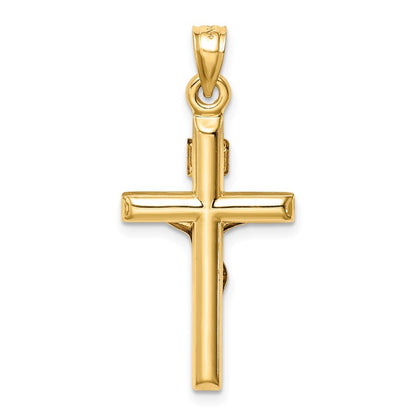 14k Two-tone Gold Hollow Crucifix Pendant for Women