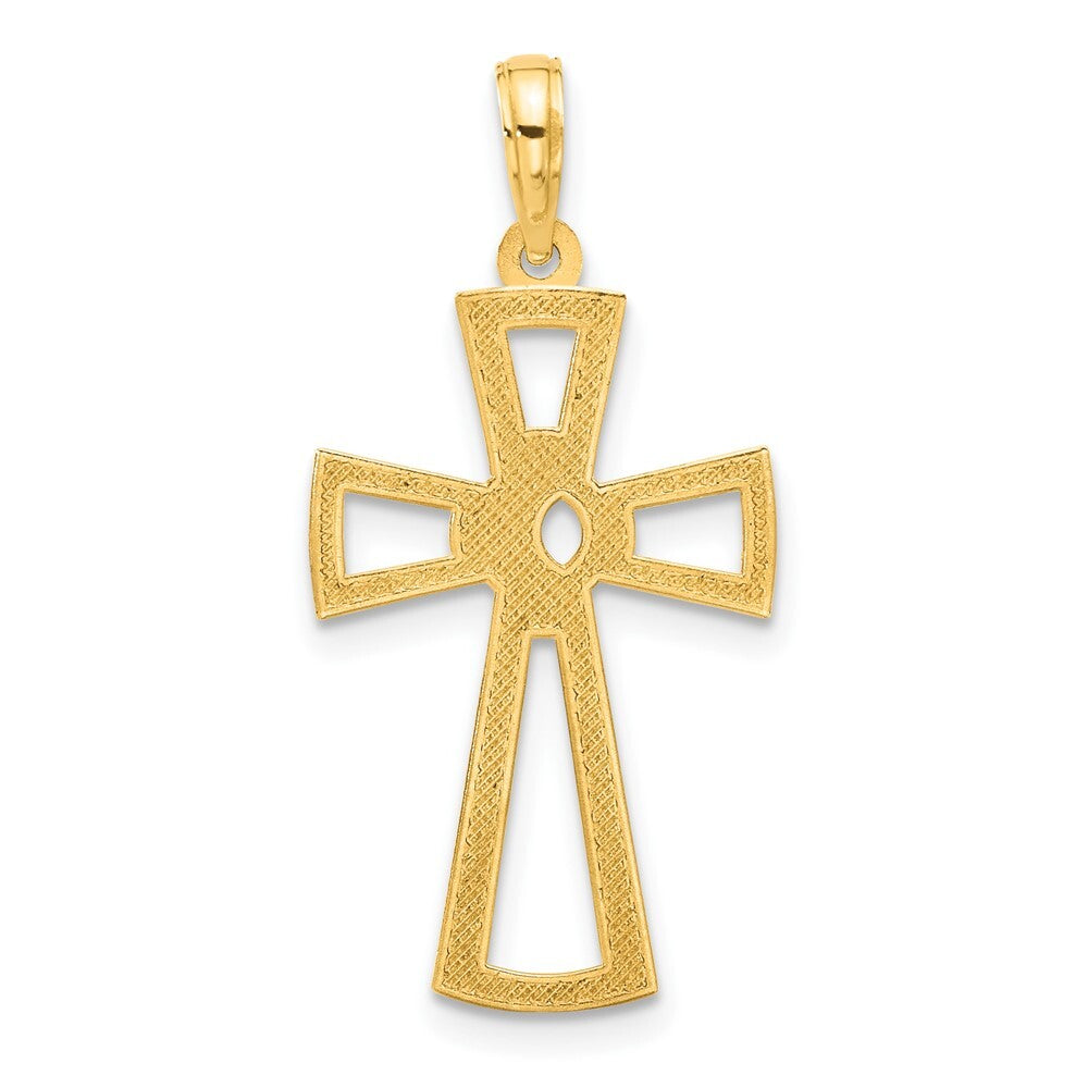 14k Yellow Gold Polished Fancy Cross