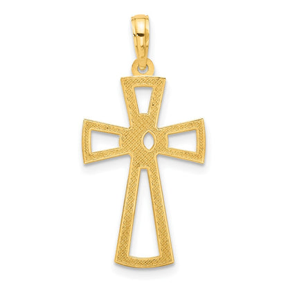 14k Yellow Gold Polished Fancy Cross
